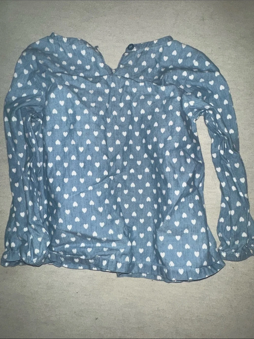 Kids Size 2T Carters Blue Heart Print Long Sleeve Top